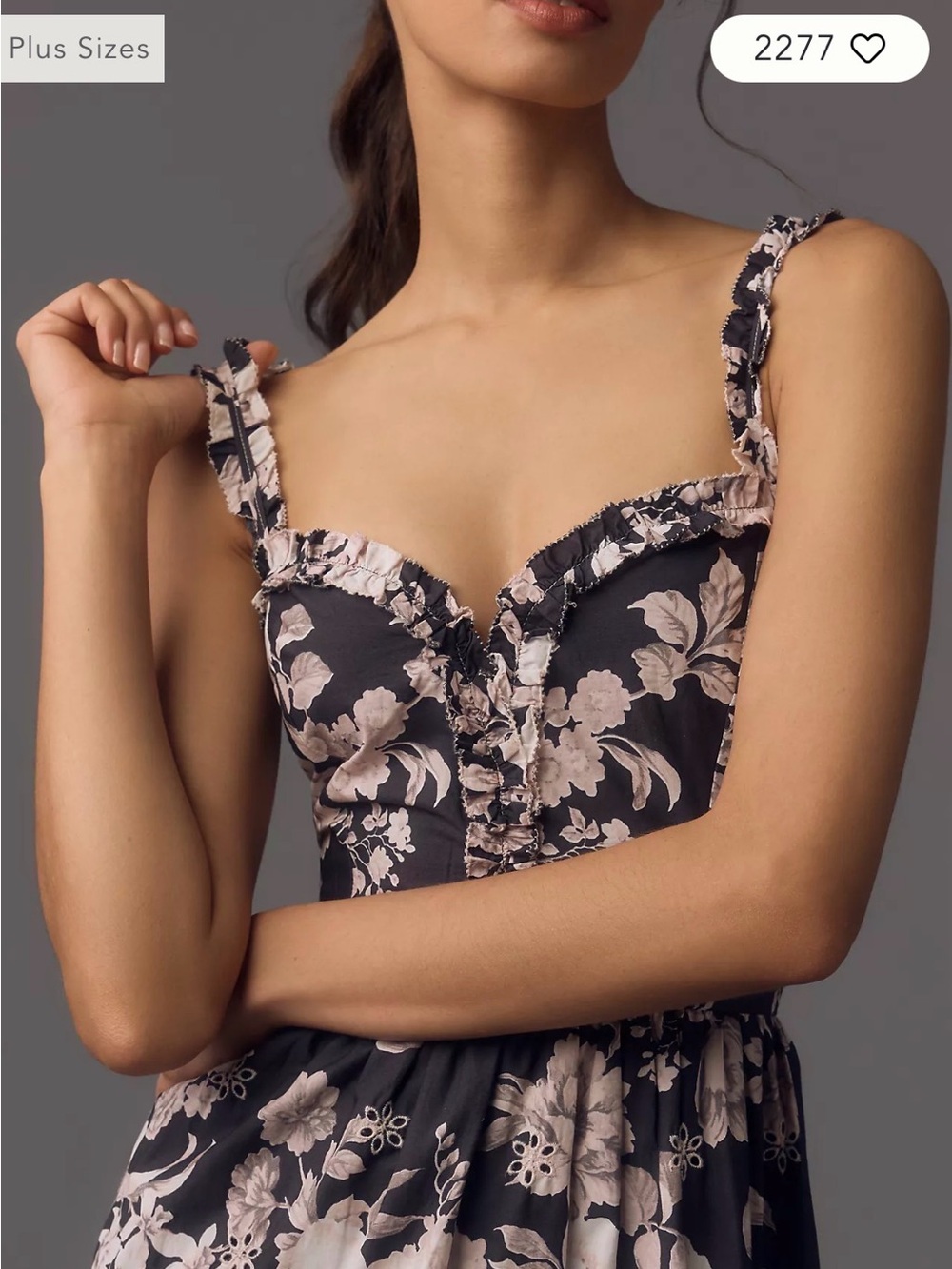Anthropologie Black and Cream Floral Midi Dress - Picture 7 of 16